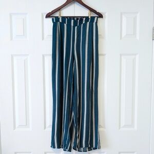 Size M Cotton On Green and White Striped Flare Wide Leg Pants
